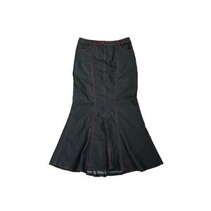 Vintage Bisou Bisou Maxi Jean Skirt Women's 10 Trumpet Mermaid Y2K Whimsygoth